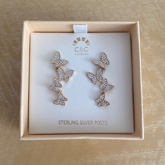 C&C California Jewelry - C&C California Sterling Silver Butterfly Earrings NEW